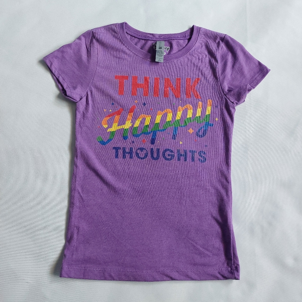Disney Girls think Happy thoughts Rainbow Graphic tee purple size M 7-8